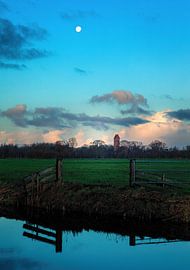 Church Midwolde lit by sun- and moonlight by R Smallenbroek