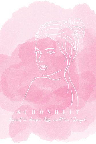 Vrouw in de roze mist