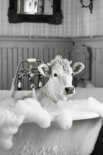 Casual cow in the bath - an original bathroom picture for your WC