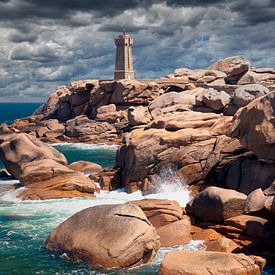 Leuchtturm von Ploumanach genannt Phare de Mean Ruz,Bretagne,Frankreich von Peter Eckert