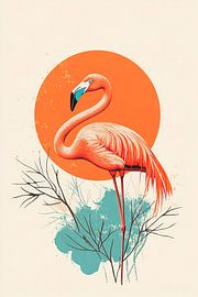 Flamingo in the sunset - Colourful by Poster Art Shop