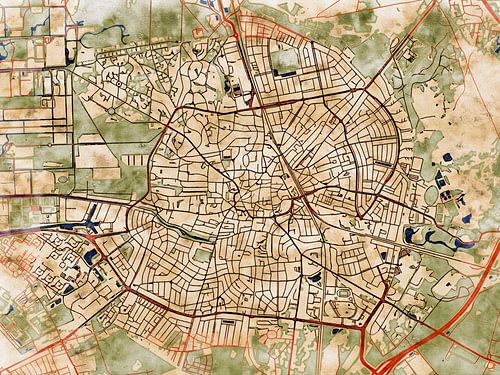 Kaart van Hilversum in de stijl 'Serene Summer'