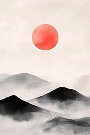 Red sunrise over the hills by Poster Art Shop