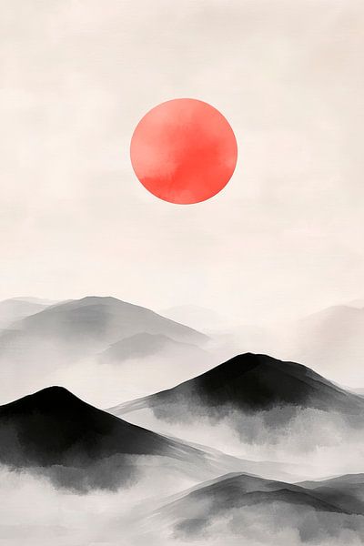 Red sunrise over the hills by Poster Art Shop
