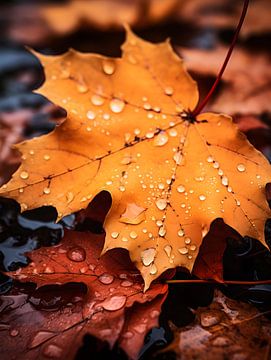 Herbstblatt im Regen V3 von drdigitaldesign