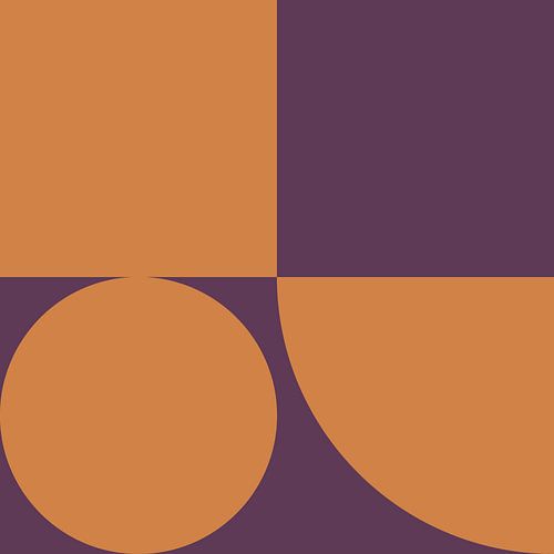 70s Retro veelkleurige abstracte vormen in geel en violet