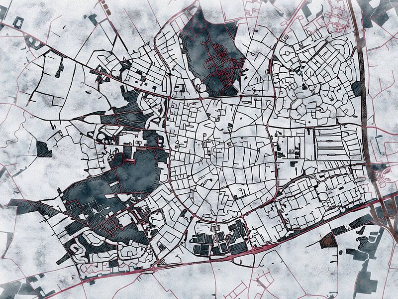 Map of Venray with the style 'White Winter' by Maporia
