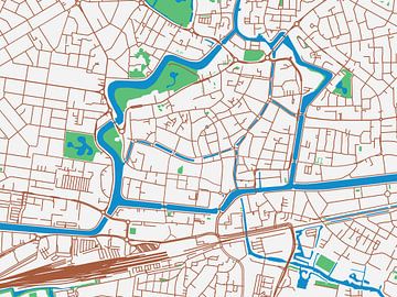 Kaart van Leeuwarden Centrum in de stijl Urban Ivory van Map Art Studio