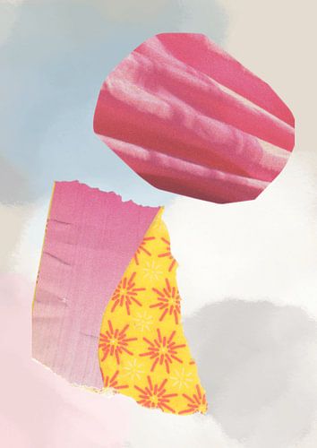 Abstract collage on a background of watercolor