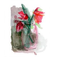 Rote Tulpen im Glasgefäß