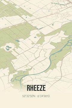 Vintage landkaart van Rheeze (Overijssel) van MijnStadsPoster