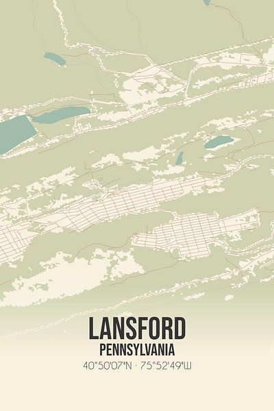 Alte Karte von Lansford (Pennsylvania), USA. von Ortsdrucke