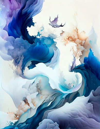 Abstract work with colourful organic shapes