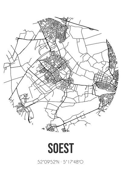 Soest (Utrecht) | Map | Black and white by Prints of Place