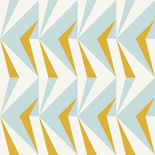 Retro geometrie met driehoeken in Bauhaus-stijl in geel, blauw, wit