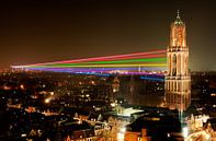 Sol Lumen - Laserkunstwerk van Uithof naar Domtoren in Utrecht van Chris Heijmans thumbnail