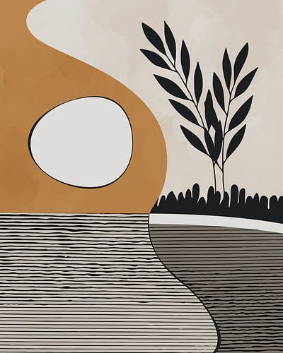 Boom in de ochtend 3 minimalistisch landschap