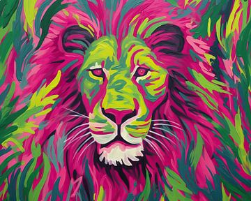Schilderij Kleurrijke Leeuw | Wild Brush van ARTEO Schilderijen