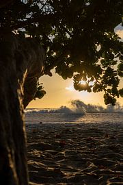 a stormy sea at sunset