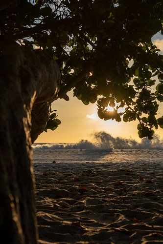 a stormy sea at sunset