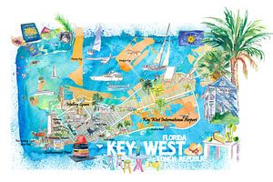 Key West Florida Illustrierte Reisekarte mit Straßen und Highlights