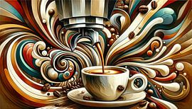 Esthétique tourbillonnante du café sur artefacti