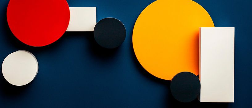 Geometric shapes on a blue background by Poster Art Shop