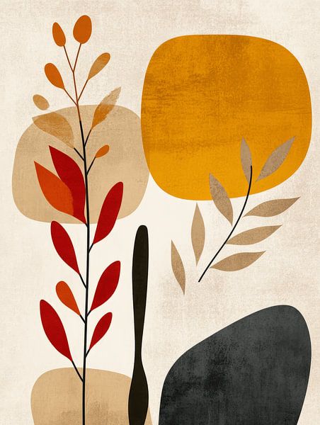 Abstract organic shapes, bohemian style by Japandi Art Studio