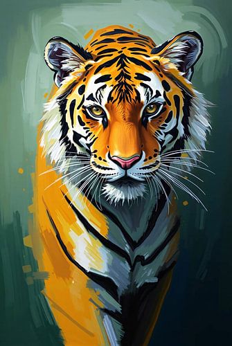 Tijgerportret in levendige kleuren