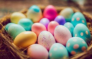 Buntes Osternest mit Eiern Illustration