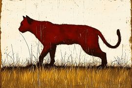 Rote Katze im hohen Gras von Imperial Art House