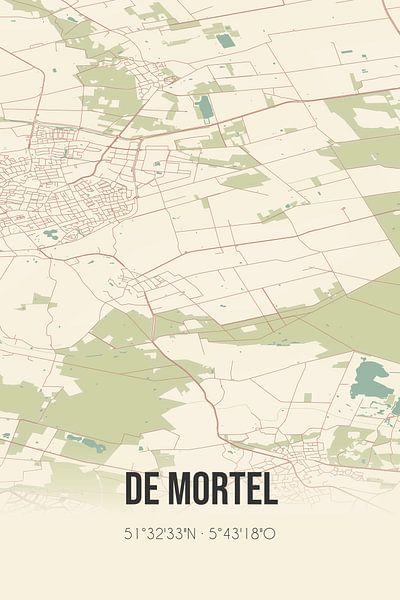 Alte Karte von De Mortel (Nordbrabant) von Ortsdrucke