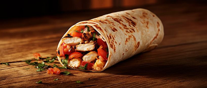 Fladenbrot mit frischem Gemüse und Huhn von Poster Art Shop