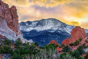 Coucher de soleil sur Garden of the Gods et Pikes Peak sur Daniel Forster