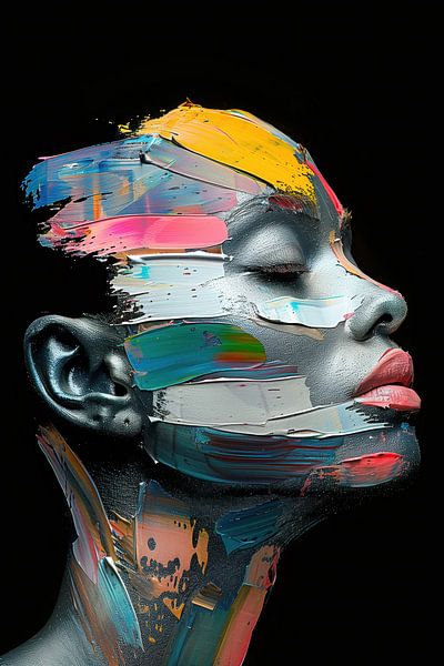 Abstraktes expressionistisches Porträt von Steinfox Art