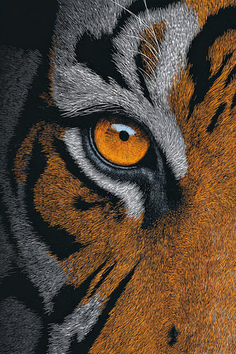 Intensiver Tigerblick in orangefarbener Wärme