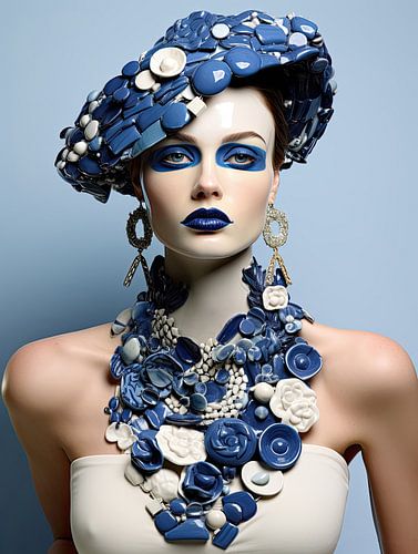 Dame in delfts blauw