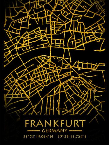 Carte de la ville de Francfort en Allemagne