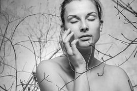 young sensual unclothed woman among autumn branches by Jörg B. Schubert