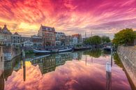 Malerische Delfshaven Rotterdam und ein schöner Abendrot im Himmel von Rob Kints Miniaturansicht