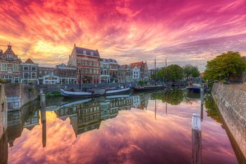 Delfshaven Rotterdam na zonsondergang