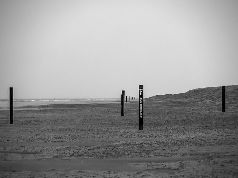 Zwarte strandpalen van Martijn Tilroe