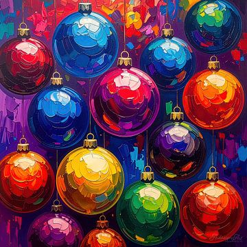 Floating Christmas baubles - pastose festivity between light, colour and poetic space (3 of 3) by AidasignArt