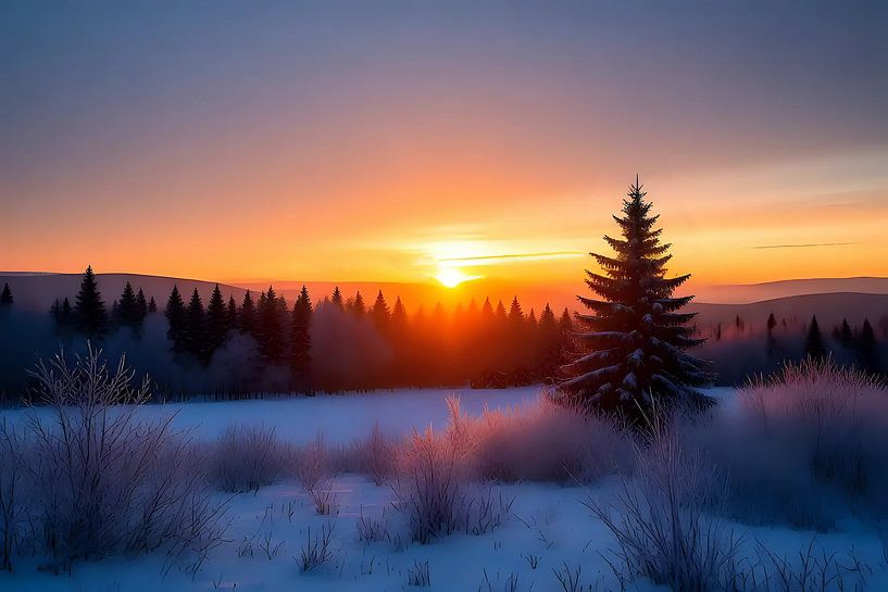 Dernière lumière sur la neige poudreuse par Jean Pierre