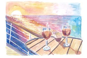 Rêves de croisière avec cocktails au coucher du soleil et vue sur la mer à l'infini sur Markus Bleichner