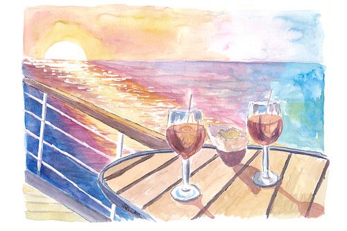 Rêves de croisière avec cocktails au coucher du soleil et vue sur la mer à l'infini