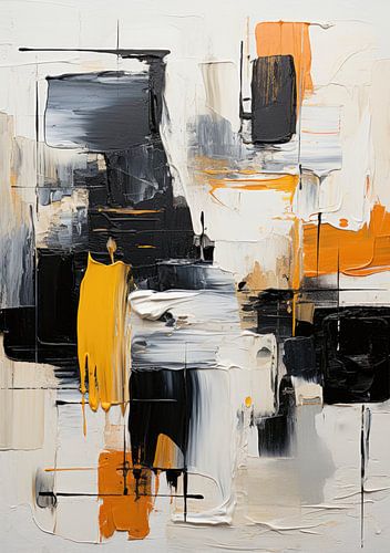 Abstract Painting Art Print Modern Black White