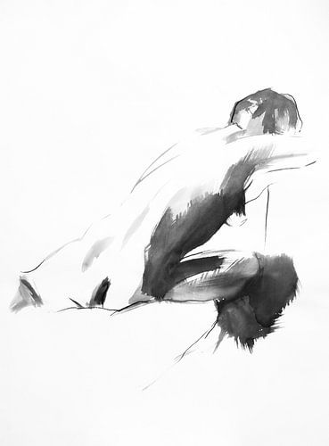 Sitting nude black and white by Anny Body