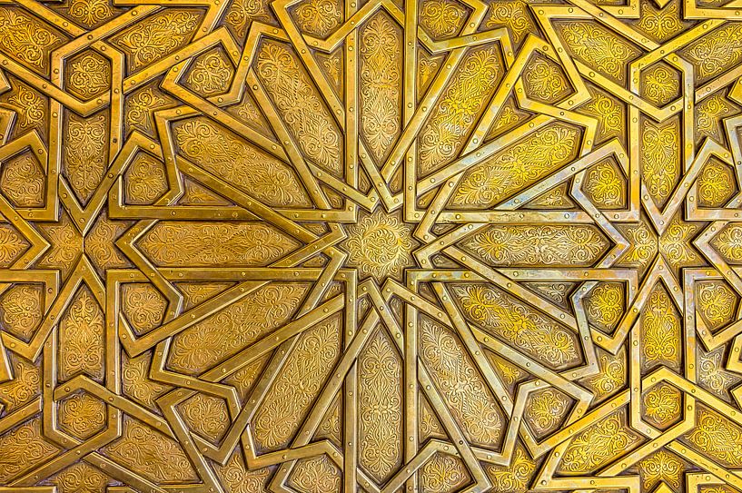 Laiton porte détail du palais, le Maroc par Rietje Bulthuis