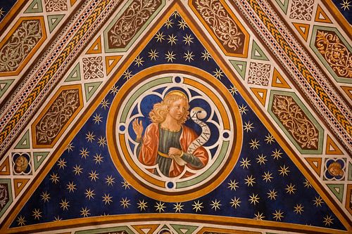 Ceiling painting (Mary) in the San Martino Cathedral of Lucca, Tuscany. Tuscany, Italy